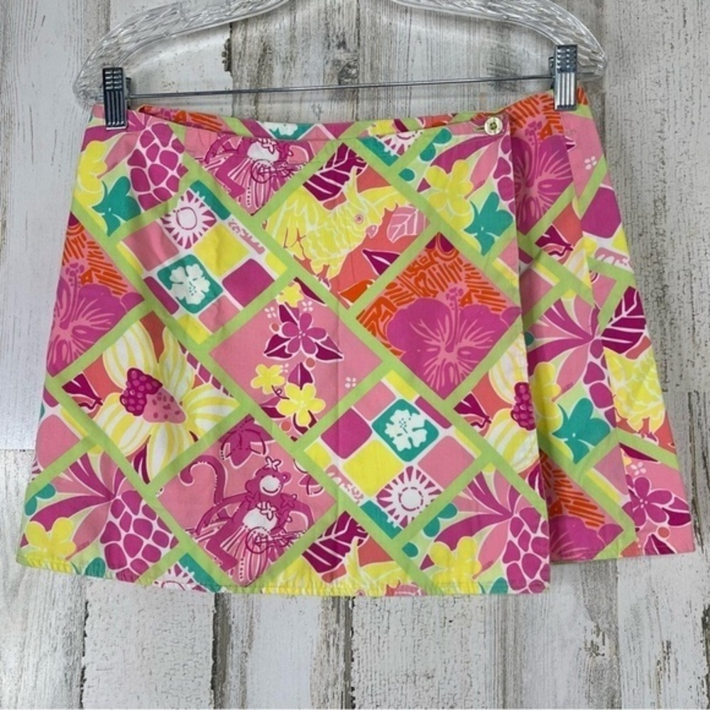 Lilly Pulitzer Patchwork Wrap Mini Skirt Womens S… - image 3